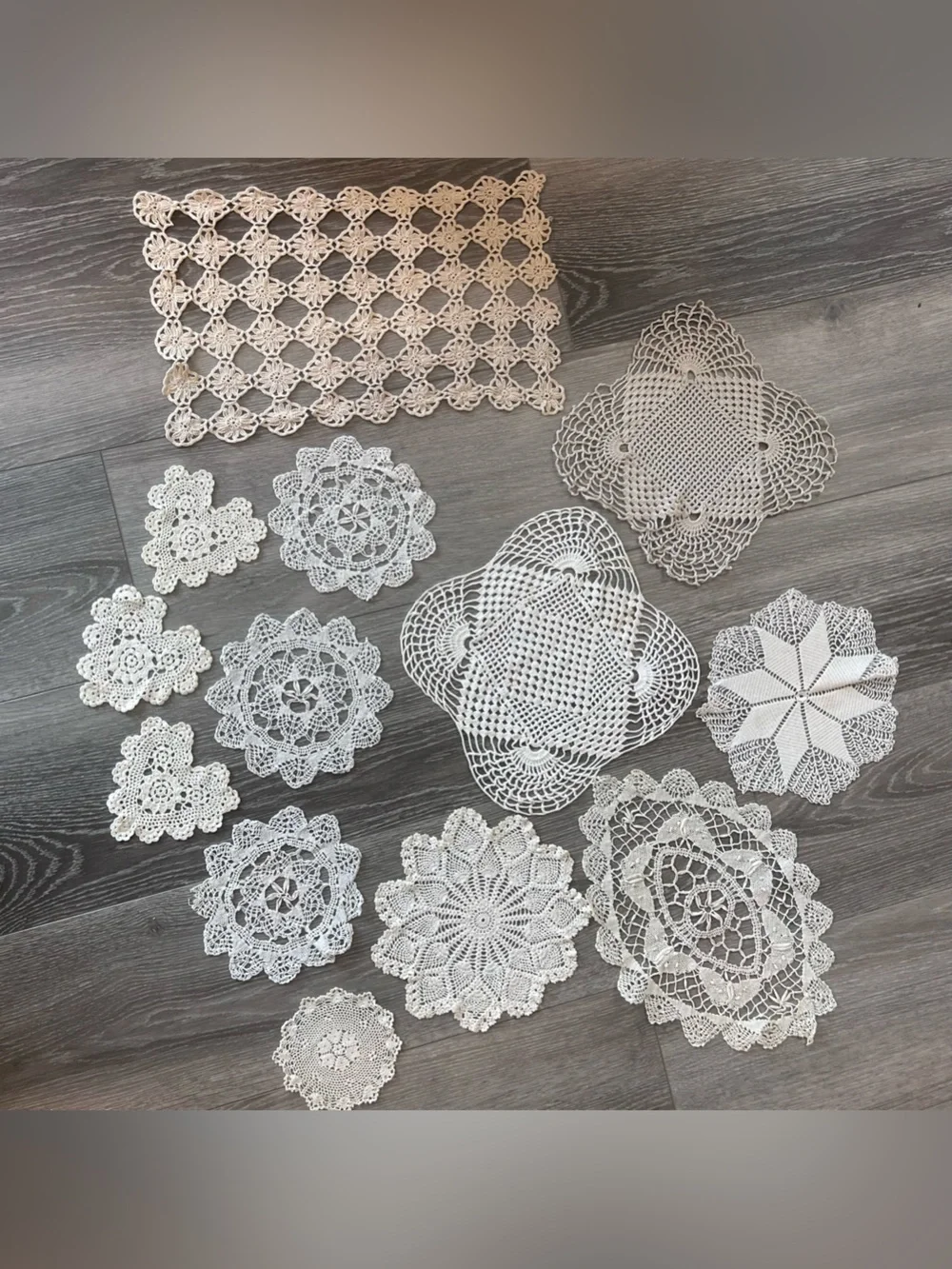 Handmade White Crochet Doily Set - Elegant Table Accents